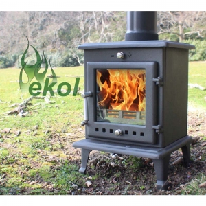 Ekol Crystal 5 woodburning stove multi fuel in the outdoors