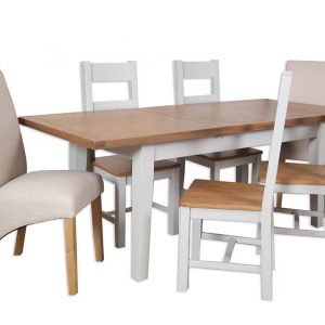 Oakwood Living French Grey Painted Oak 1.2 Extending Dining Table 120-160