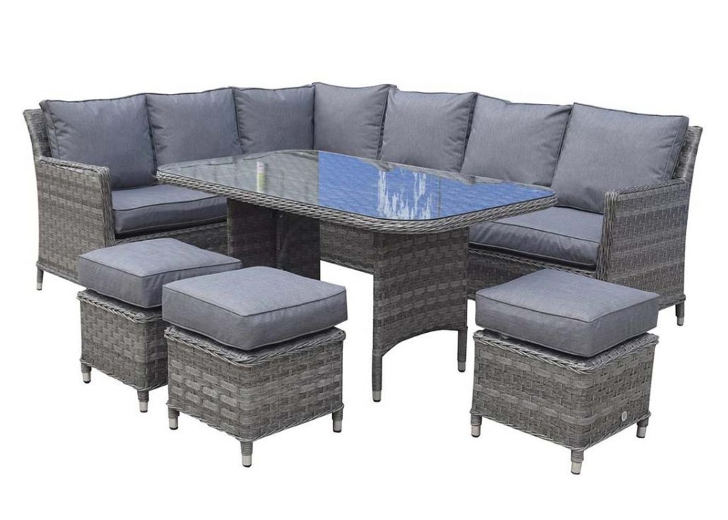 Rattan Outdoor Patio Garden Corner Sofa Dining Table Set Chairs Set