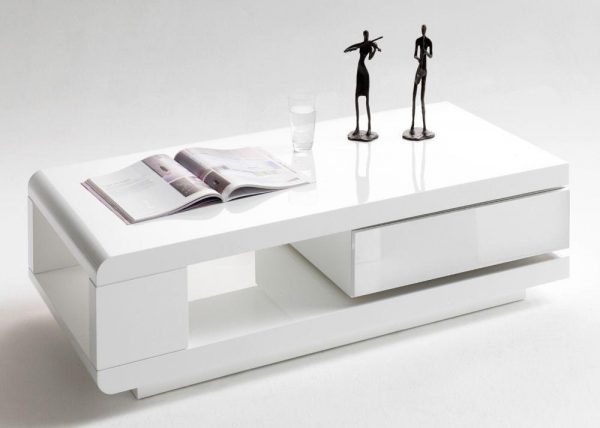 ModaNuvo IDA Modern White Grey High Gloss Storage Coffee Table With Rotating Drawer2