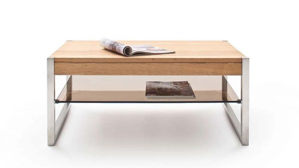 ModaNuvo 'Migel' Modern Solid Oak Coffee Table Glass Shelf