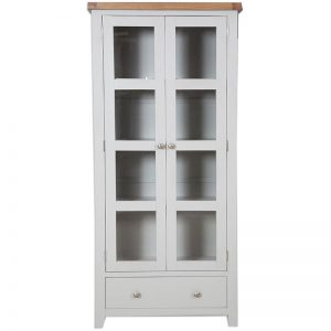 Oakwood Living Grey Painted Oak Glazed Display Cabinet